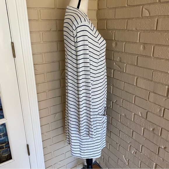 Fresh Produce Womens Sweater XL Moonlight Blue Seabrook Striped Cardigan Stretch - Picture 3 of 8